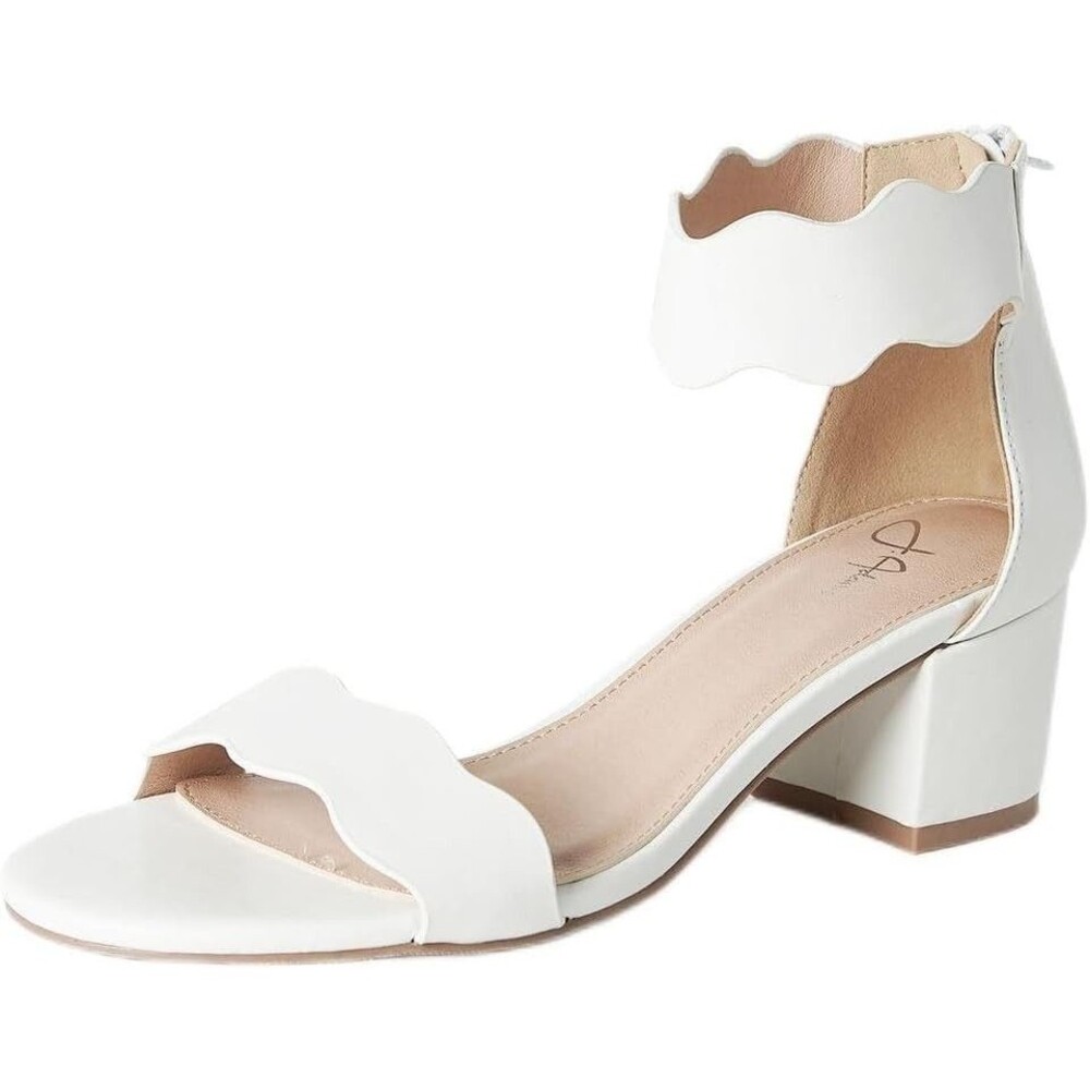 J Adams Mimi Ankle Strap Kitten Heel Sandals Womens White 10 US